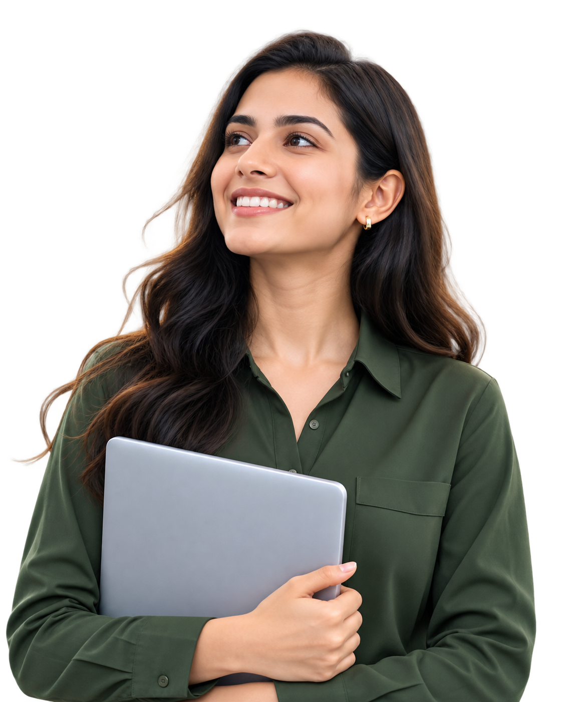 Candidate professional holding a laptop